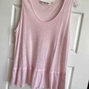 Blush Pink Michael Stars Ruffle Hem Tank Top
